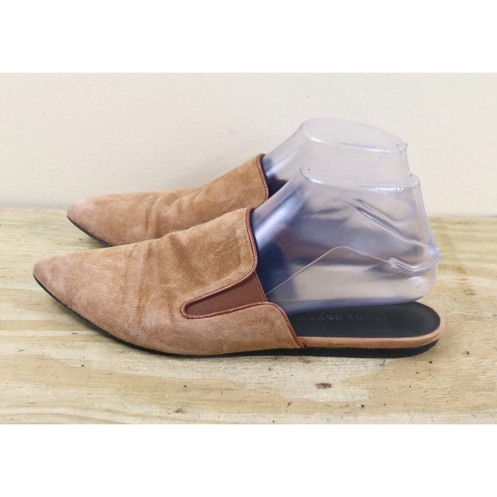 Jenny Kayne Shoes 37 Brown Suede Mules Slip On Flats 6.5 Italy